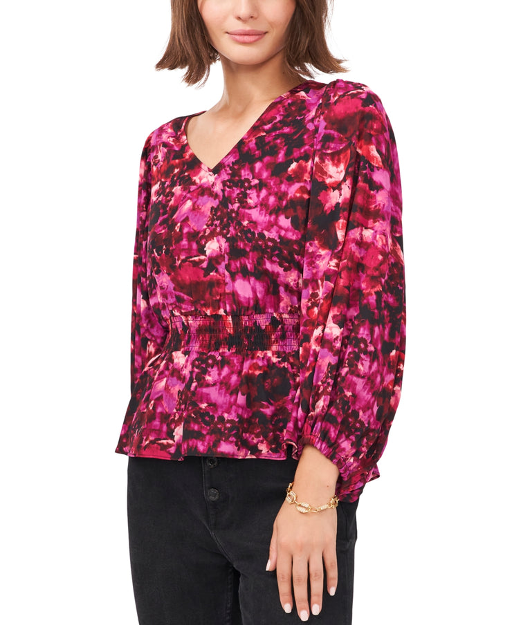 Vince Camuto Printed Peplum Blouse, Size XS
