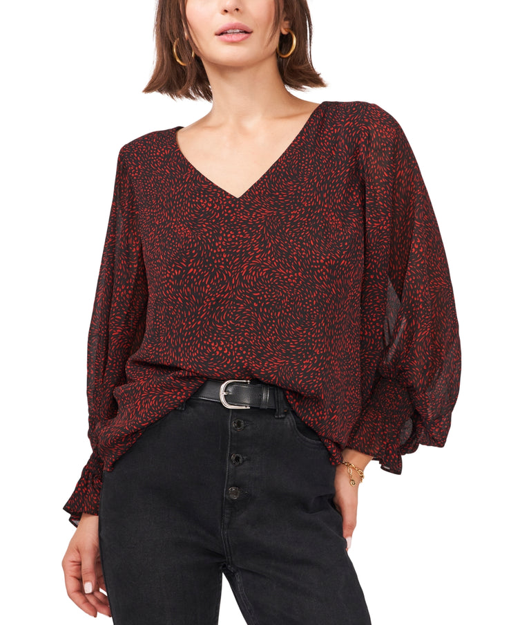 Vince Camuto Printed V-Neck Blouse, Size XS
