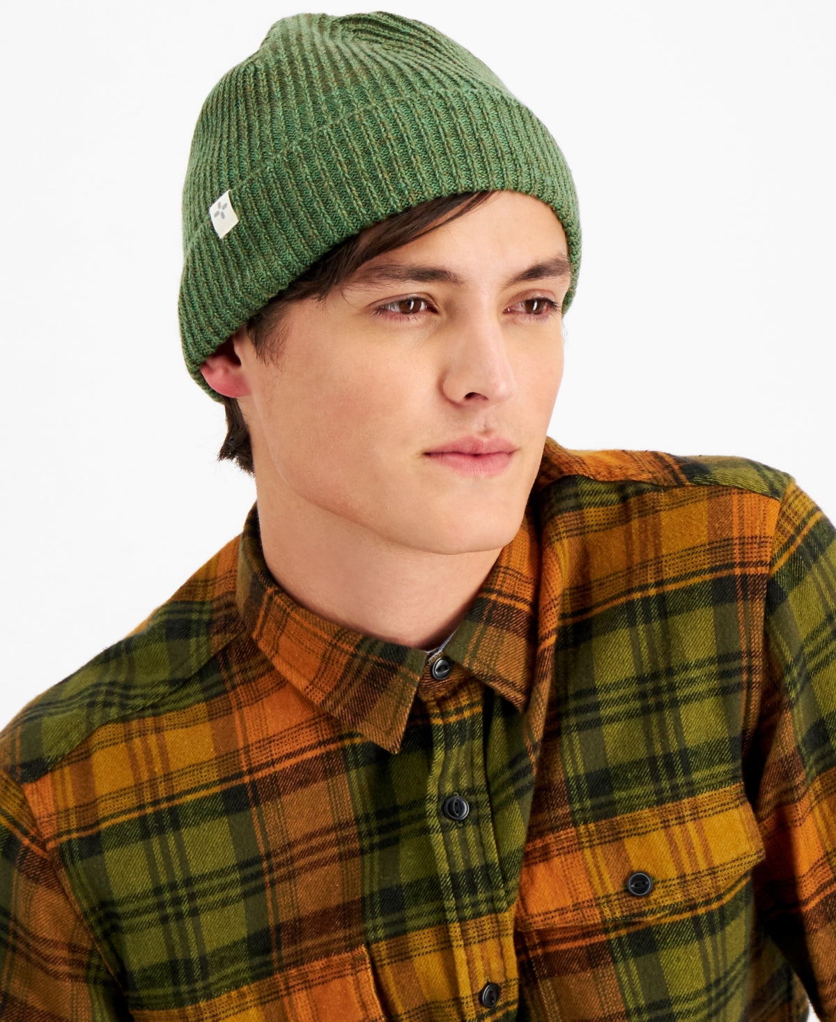 Sun + Stone Mens Solid Logo Knit Cuffed Beanie