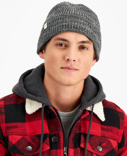 Sun + Stone Mens Solid Logo Knit Cuffed Beanie