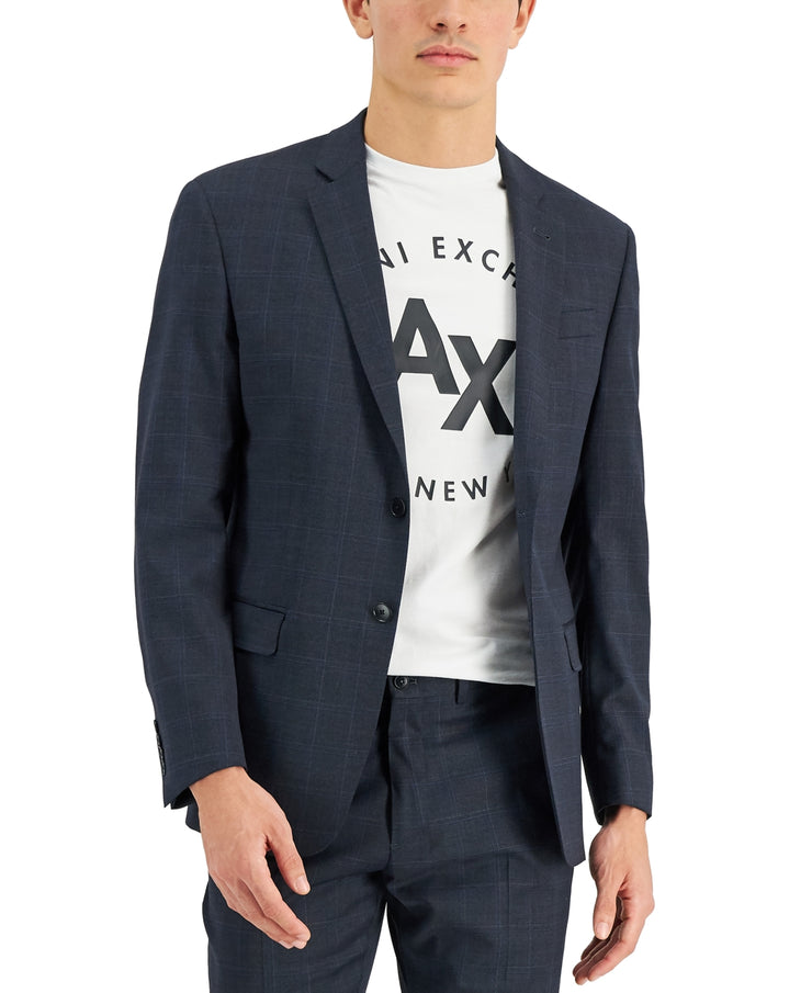 Ax Armani Exchange Mens Windowpane Wool Suit Jacket, Size 40S