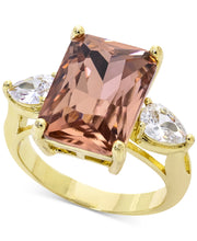 Charter Club Emerald Cut Crystal Ring in Plate Gold, Size 11