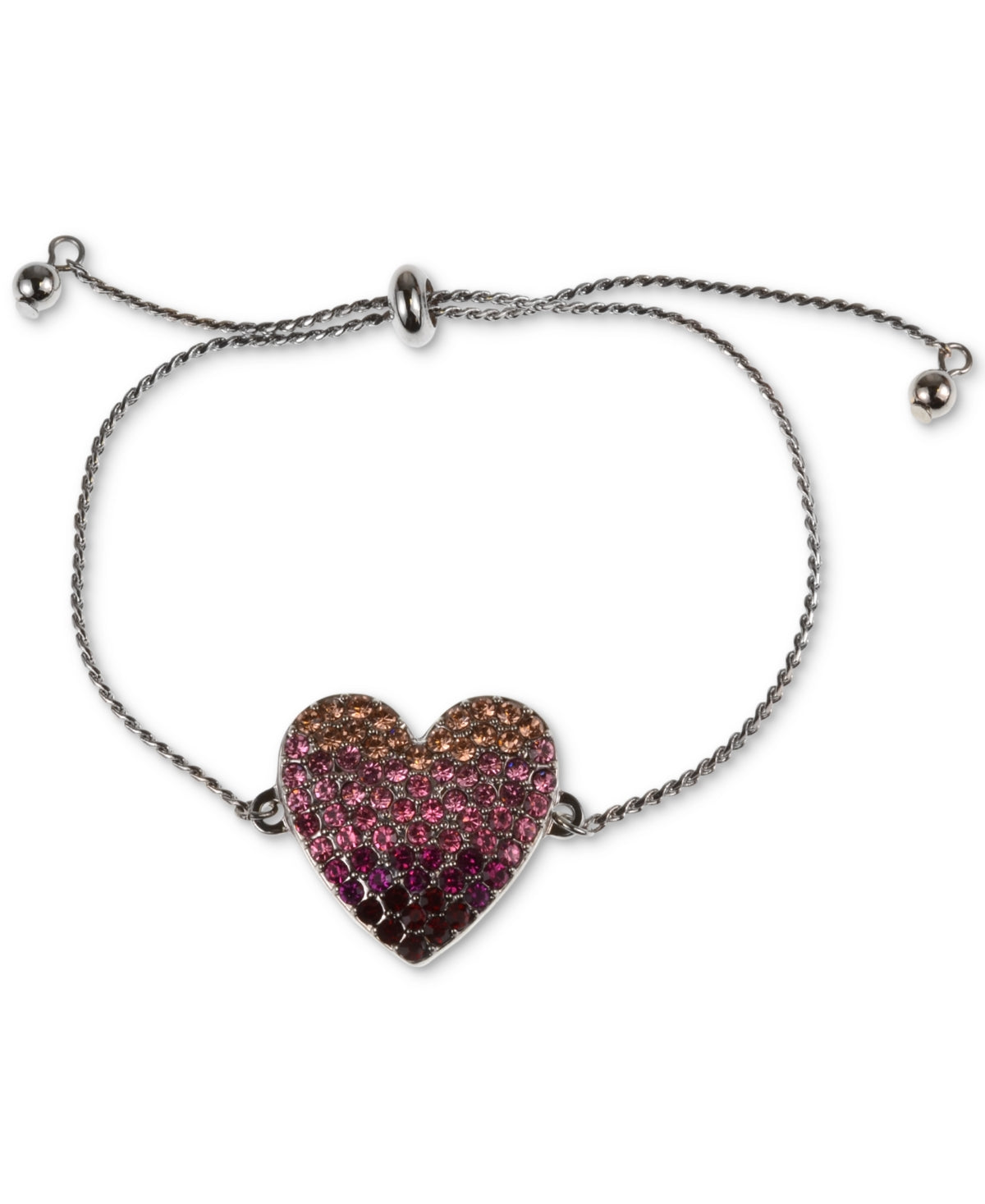 Holiday Lane Ombre Stone Heart Slider Bracelet, Silver