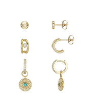 Unwritten14K Gold Flash-Plated 3-Pieces Genuine Crystal Evil Eye Earring Set