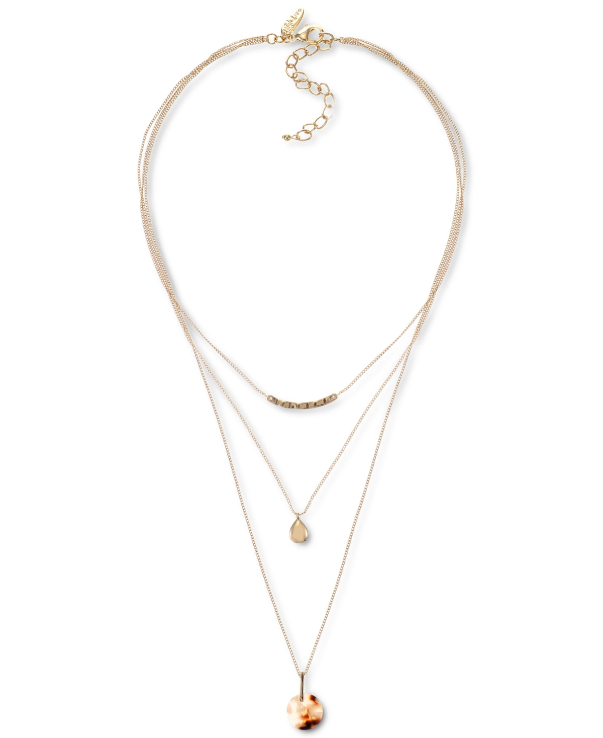 Style and Co Gold-Tone and Stone Layered Pendant Necklace, 18-1/4 + 3 Extender