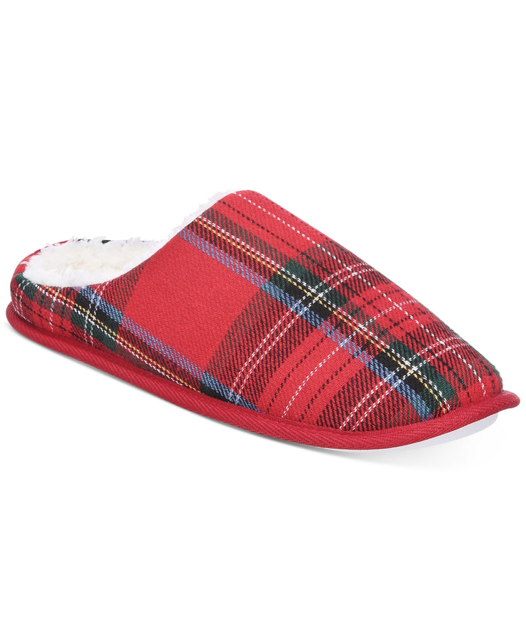 Club Room Mens Forest-Print Fleece-Lined Slippers