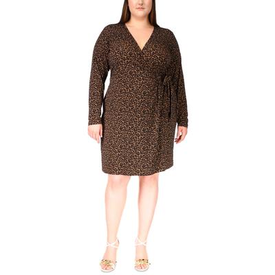 Michael Michael Kors Plus Size Animal-Print Faux-Wrap Dress – Suntan, Size 3X