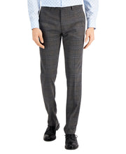 Bar III Mens Slim-Fit Gray and Camel Plaid Suit Pants