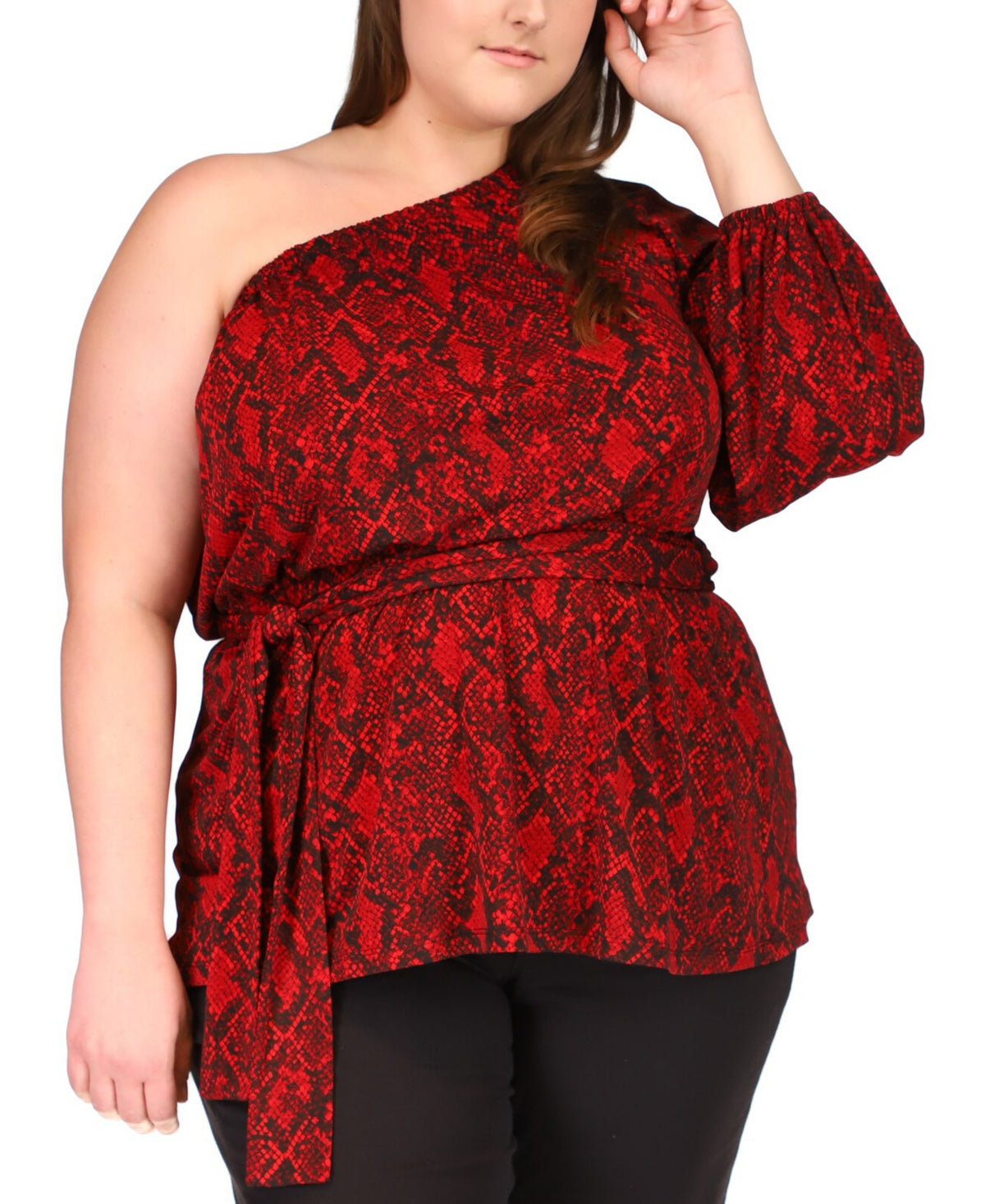 Michael Michael Kors Plus Size Python One Shoulder Tunic