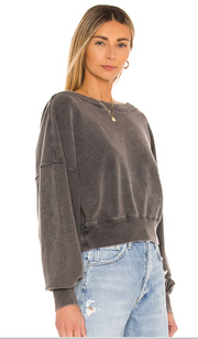 Free People Take Me Back Front/Back Pullover, Black, Size XL