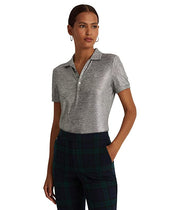 LAUREN Ralph Lauren Womens Metallic Jersey Polo Shirt