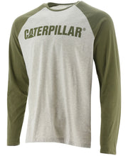 Caterpillar Mens Baseball Tee Long Sleeve Logo T-Shirt Heather Grey