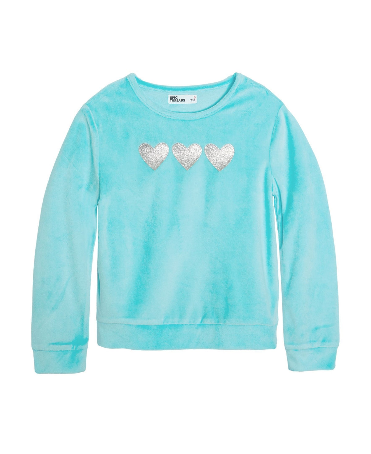 EPIC THREADS Toddler Girls Heart Graphic Velour Top, Size 4T/4