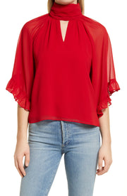 Vince Camuto Cutout Flutter-Sleeve Top, Size Xs