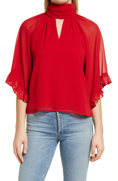 Vince Camuto Cutout Flutter-Sleeve Top, Size XS