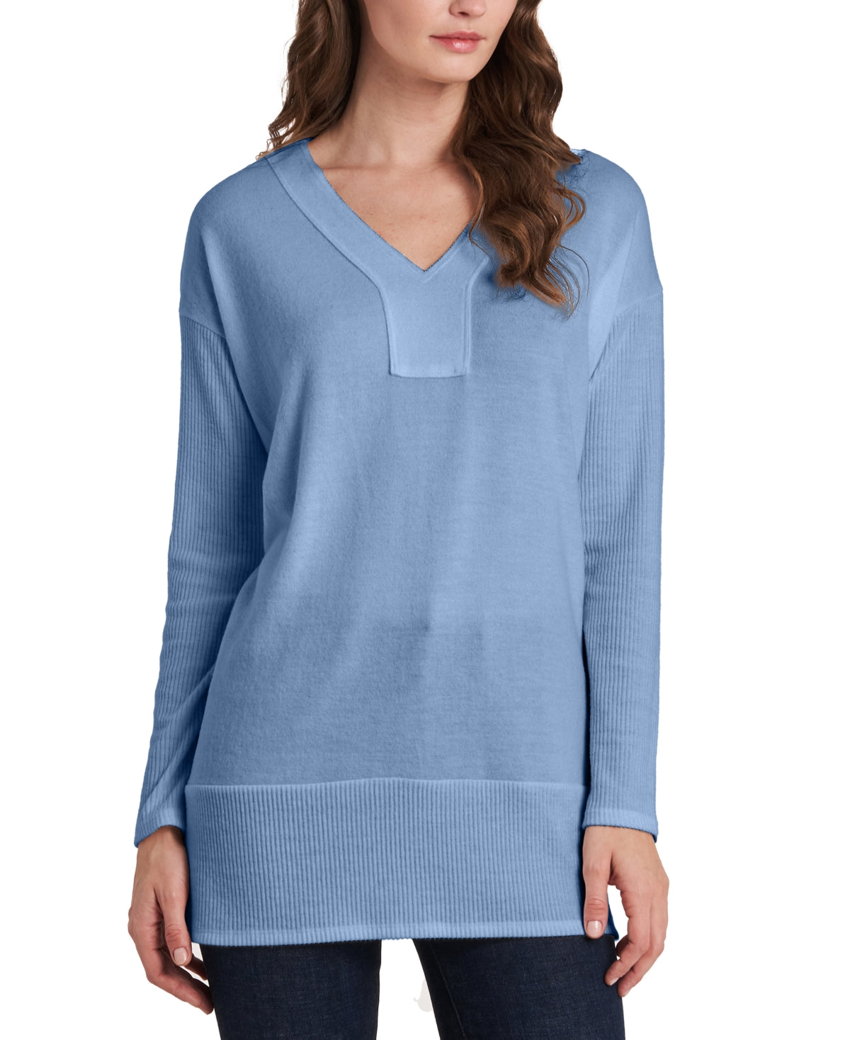 Vince Camuto V-Neck Drop-Shoulder Tunic – Canyon Blue, Size Large