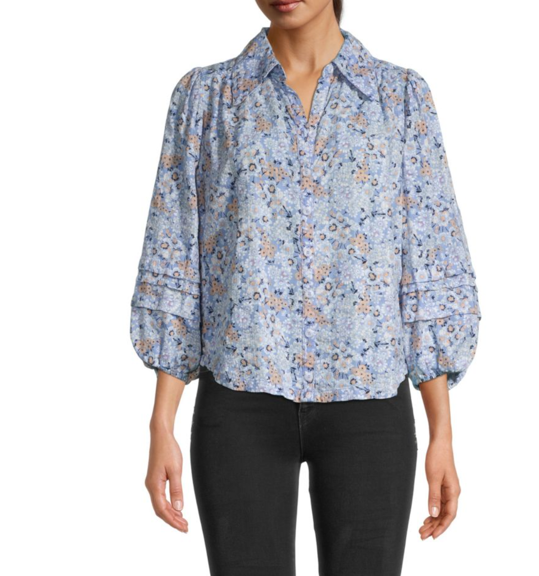 Free People Happy Days Floral Blouse, Size Small