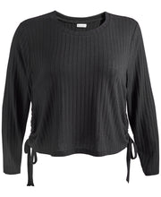 Love,Fire Plus Size Ruched Side-Tie Top Black - 1X