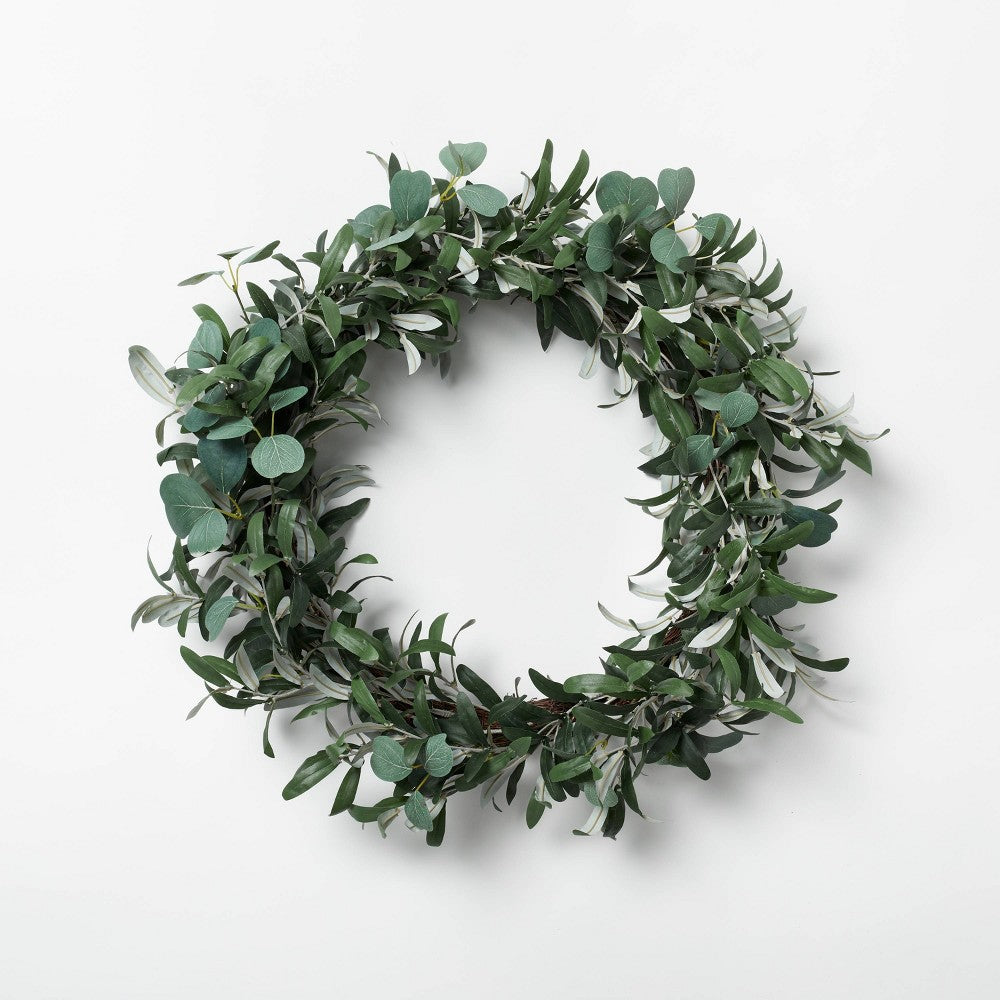 Threshold Designed With Studio McGee- 26 in Artificial Olive Leaves Wreath Green