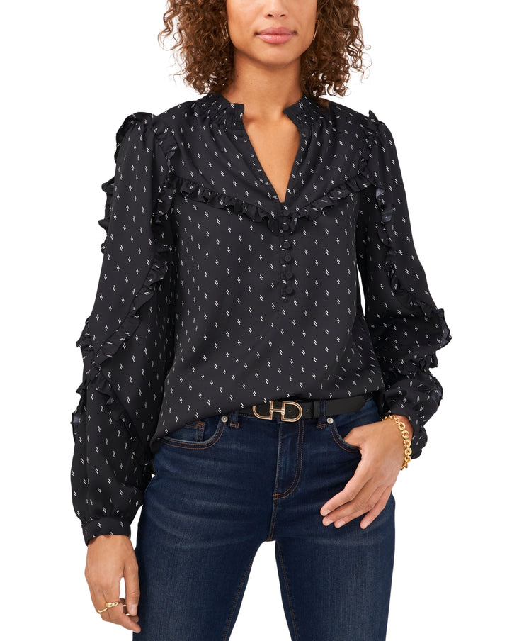 Vince Camuto Printed Ruffled Blouse