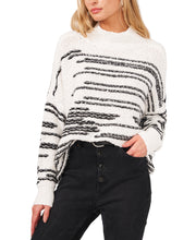 Vince Camuto Stripe Mock Neck Sweater in Antique White