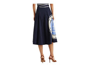 Lauren Ralph Lauren Logo Cotton Canvas A-Line Skirt, Size 12