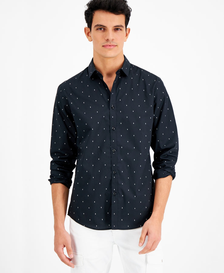 Inc International Concepts Mens Regular-Fit Dash-Print Shirt, Size Medium
