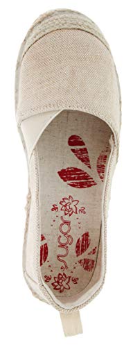 Sugar Womens Evermore Comfortable Slip on Espadrille, Natual Metallic, Size 7.5