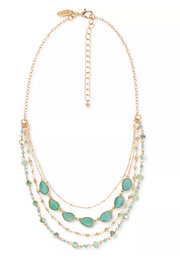 Style and Co Gold-Tone Green Stone and Bead Layered Strand Necklace