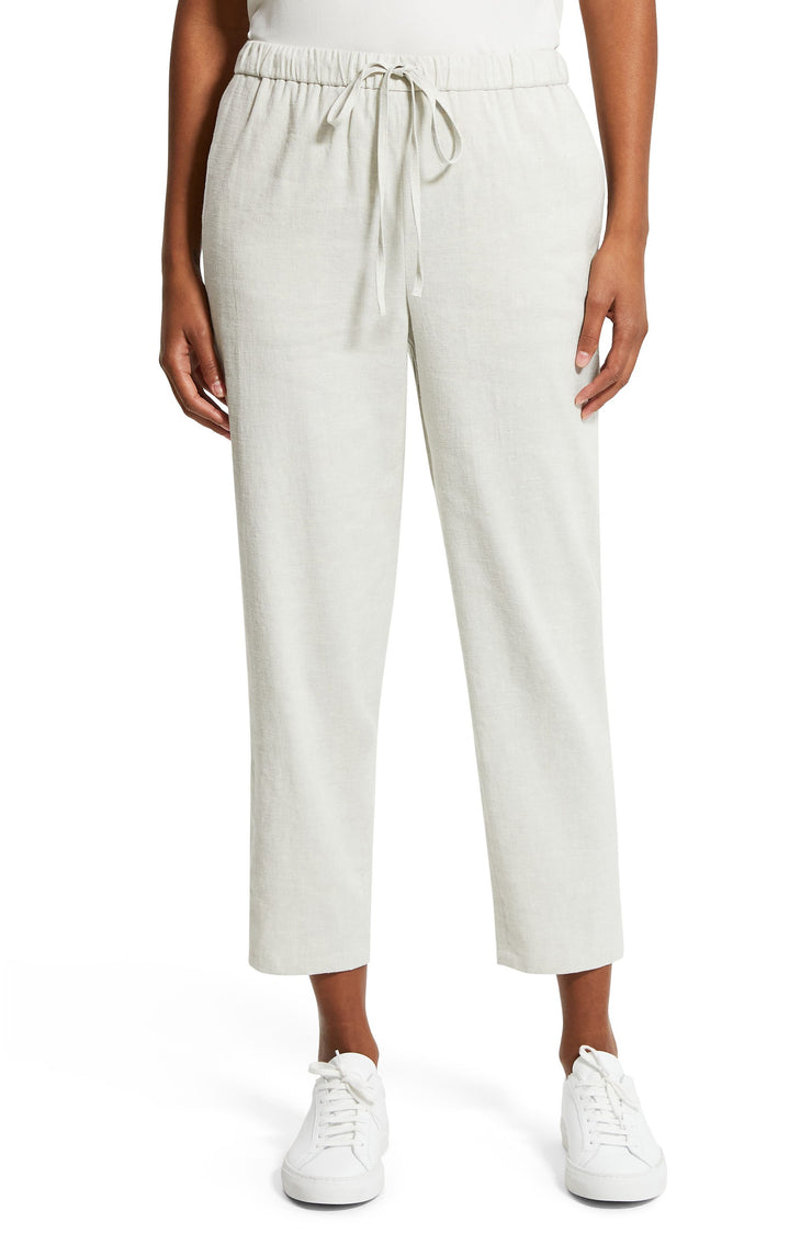 Theory Trecca Linen Blend Joggers in Nickel, Size X-Large