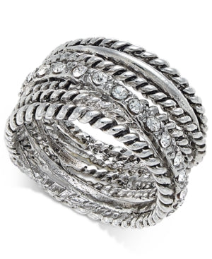 Inc Textured Pave Statement Ring