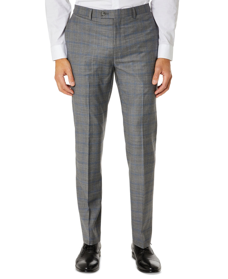 Calvin Klein Mens Slim-Fit Plaid Suit Separate Pant, Size 44WX30L/Grey