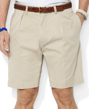 Polo Ralph Lauren Mens Core 9 Classic-Fit Pleated Chino Shorts - Hudson, 32