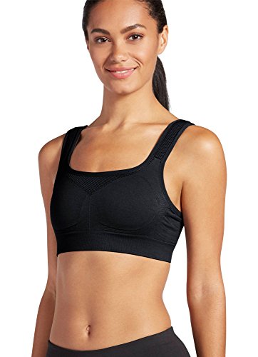 Jockey Womens Hi-Impact Seam Free Sport Bra, Deep Black, Small