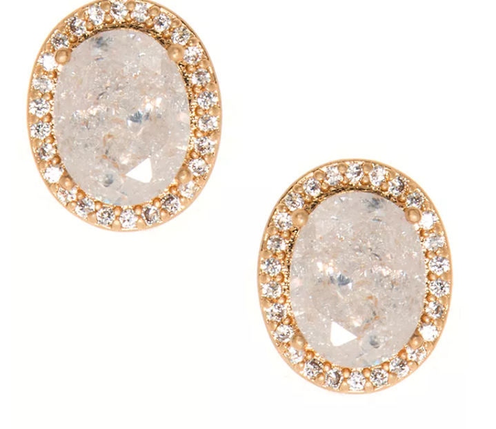 Lonna & Lilly Gold-Tone Stone & Crystal Halo Stud Earrings