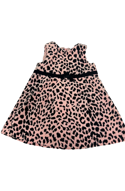 Old Navy Pink Black Leopard Print Velvety Dress Size12-18 Months