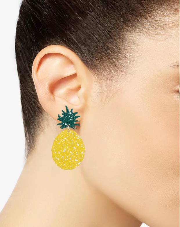 Alfani Gold-Tone Colored Pineapple Drop Earrings