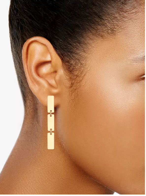 Alfani Gold-Tone Tablet Linear Drop Earrings