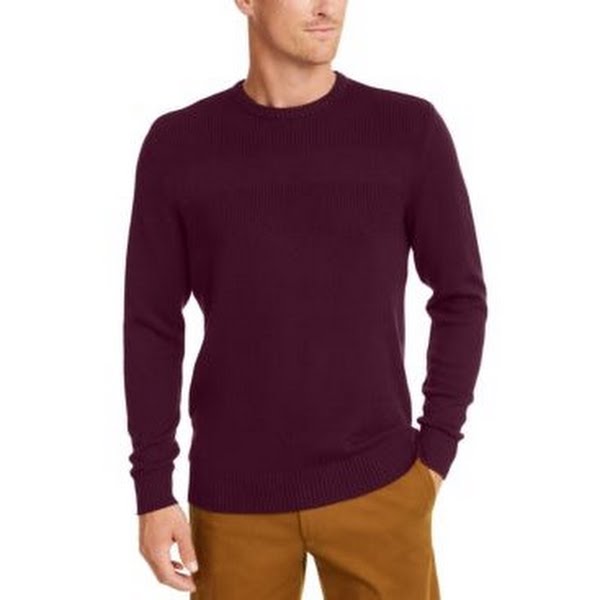Club Room Mens Cotton Solid Textured Crew Neck Sweater, Choose Sz/Color