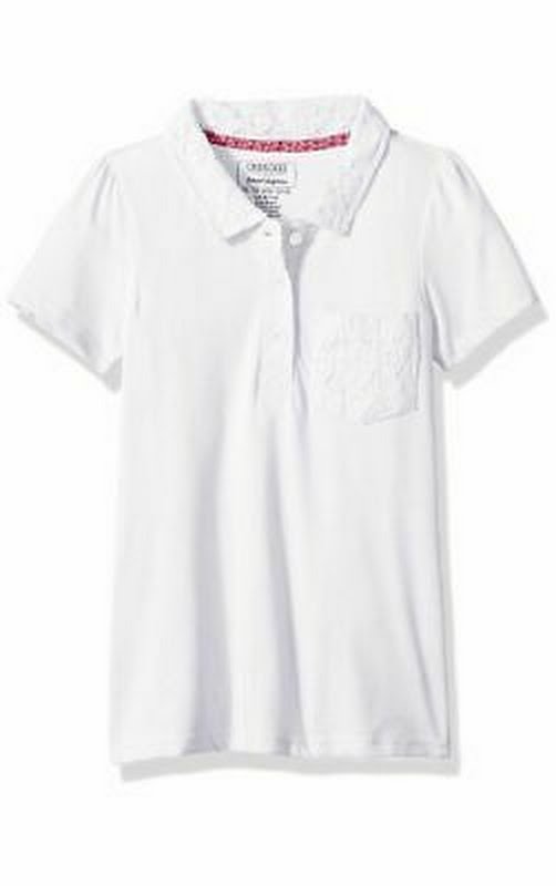 Cherokee Girls Uniform-Short Sleeve Polo with Lace Pocket,Large