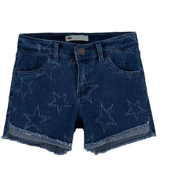 Levis Big Girls Star-Print High-Low Hem Denim Shorts