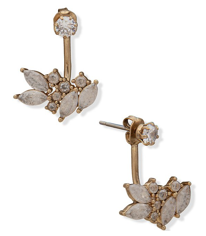 Lonna and Lilly Crystal Crackled Cz Ear Jacket Earrings