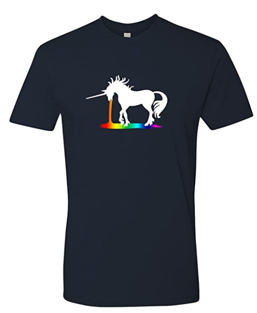Panoware Mens Unicorn Spew Rainbow T-Shirt, Size 3XL