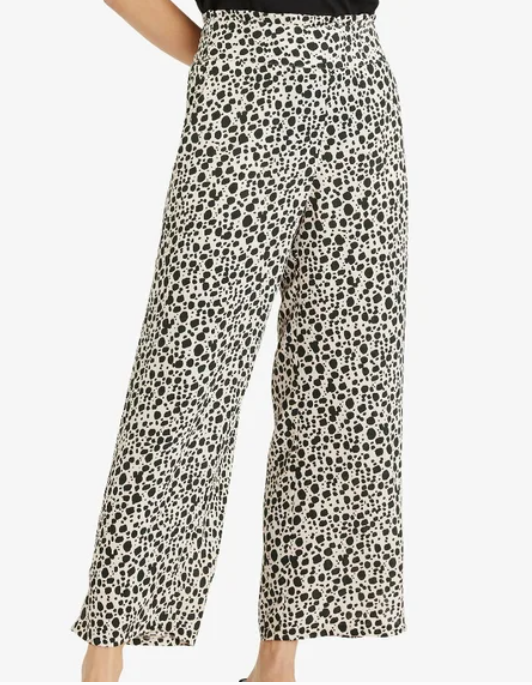 Sanctuary Beige Ink Spot Printed Bohemia Modern Wide Leg Pants, Size Small