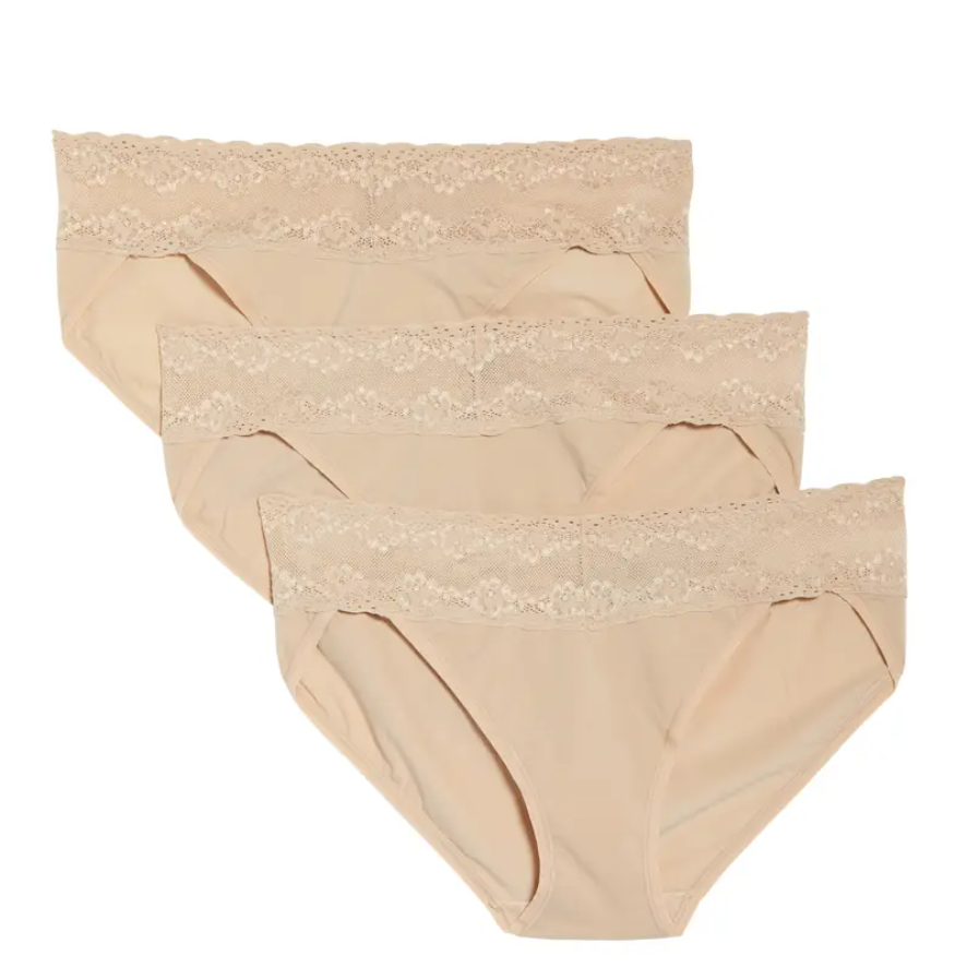 Natori Bliss Perfection Lace Waist Vikini, Pack of 3 One size