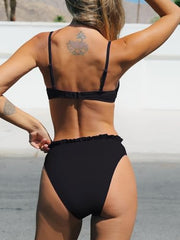 CUPSHE Women Swimsuit Bikini Set High Waisted Push Up Cheeky Drawstring Two Piece Bathing Suit