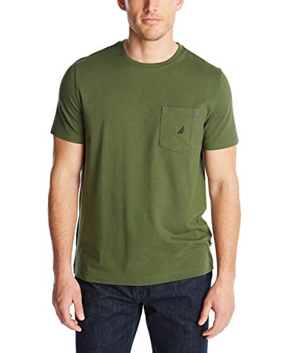 Nautica Mens Solid Crew Neck Short-Sleeve Pocket