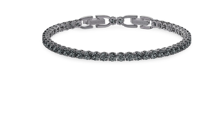 Swarovski Tennis Deluxe Bracelet, Round Cut Gray Ruthenium Plated 5514655 Size M