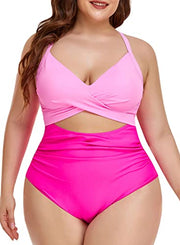 Eomenie Women's One Piece Swimsuits Tummy Control Cutout High Waisted Bathing Suit Wrap Tie Back 1 Piece Swimsuit