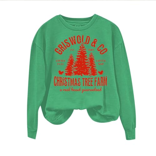 Funny Christmas Shirts For Women Long Sleeve Graphic Pullover Tops Oversized Crewneck Christmas Sweatshirts
